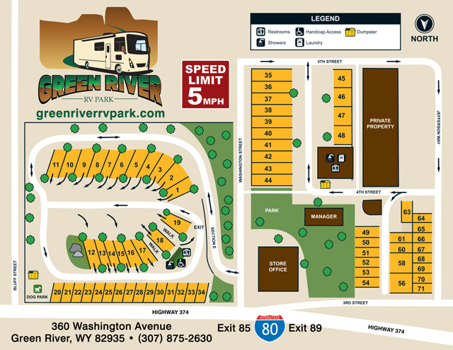 Green River RV Park site map