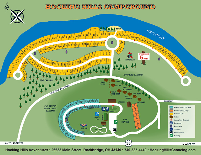 Hocking Hills Adventures site map