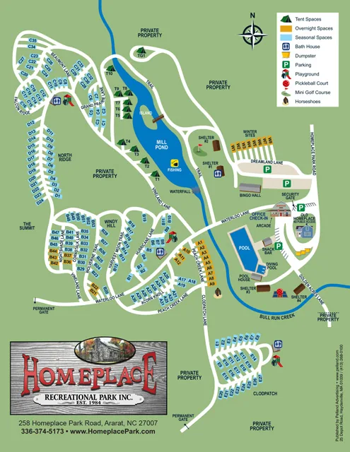 Homeplace Recreational Park site map