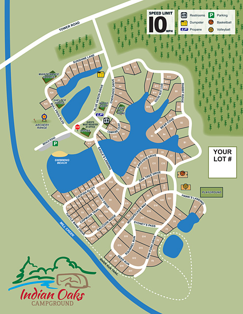 Indian Oaks Campground site map