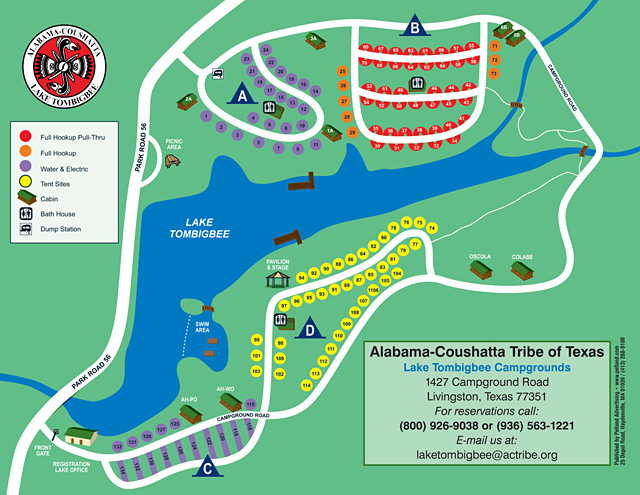 Lake Tombigbee Campground site map