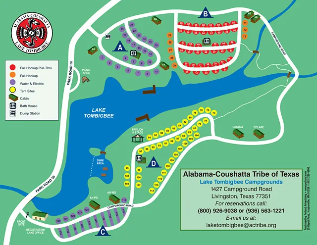 Lake Tombigbee Campground site map