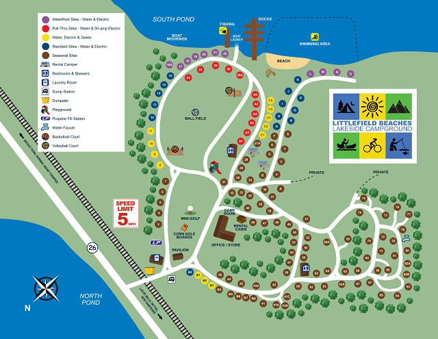 Littlefield Beaches Lakeside Campground site map
