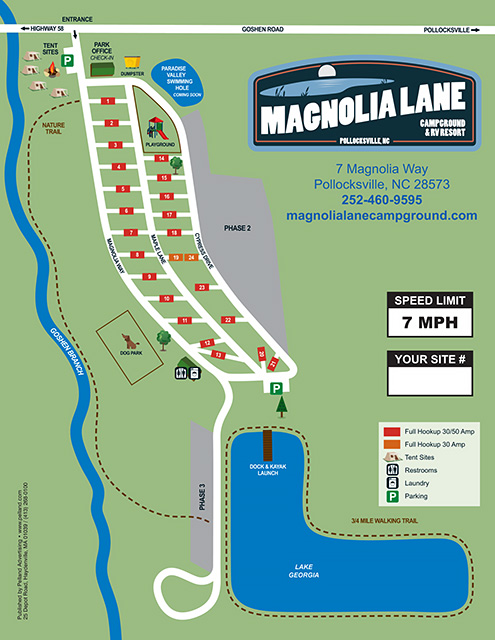 Magnolia Lane Campground & RV Resort site map