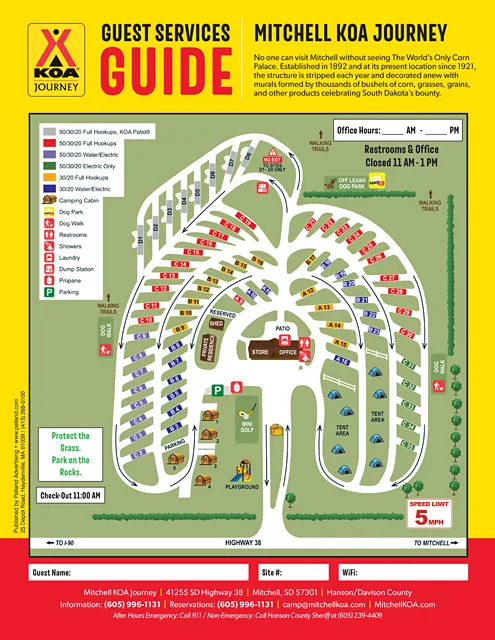 Mitchell KOA Journey site map