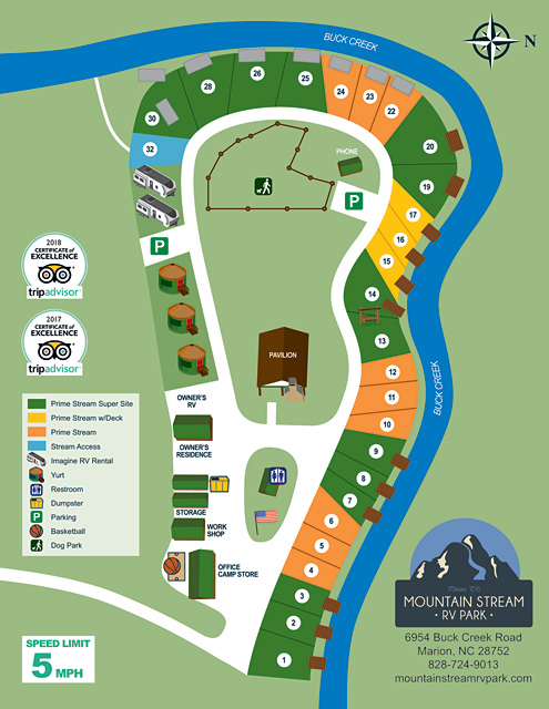 Mountain Stream RV Park site map