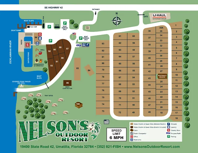 Nelson’s Outdoor Resort site map