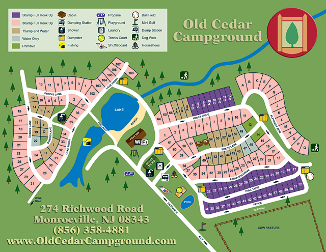 Old Cedar Campground site map
