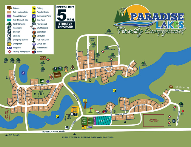 Paradise Lakes Campground site map