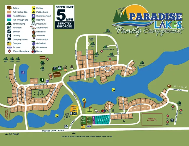 Paradise Lakes Campground site map
