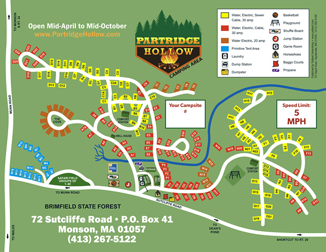 Partridge Hollow Camping Area site map