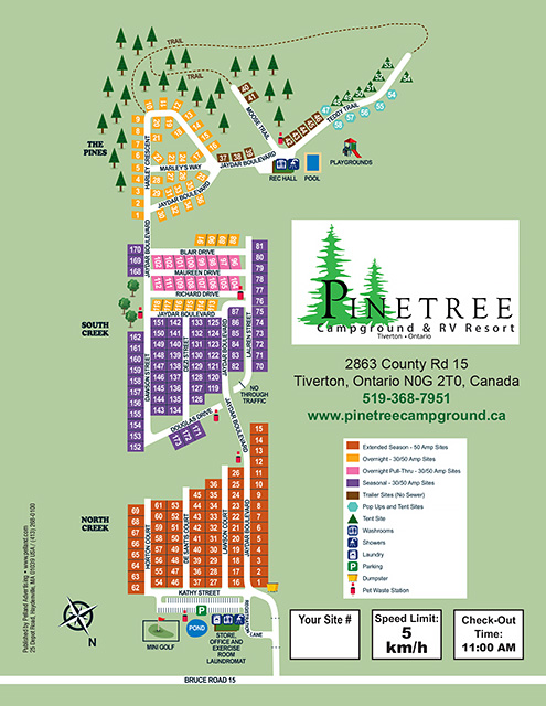 Pinetree Campground & RV Resort site map