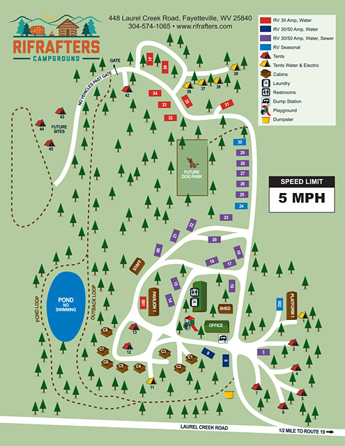 Rifrafters Campground site map