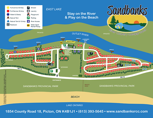 Sandbanks River Country Campground site map