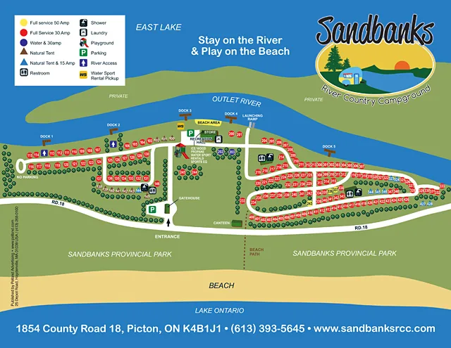 Sandbanks River Country Campground site map
