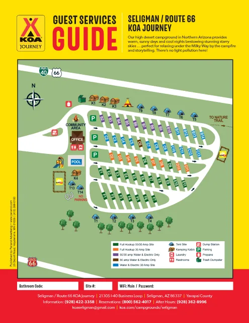 Seligman / Route 66 KOA Journey site map