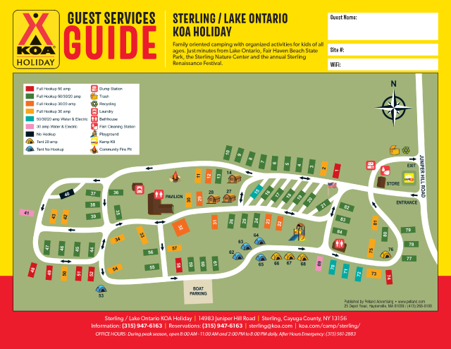 Sterling / Lake Ontario KOA Holiday site map