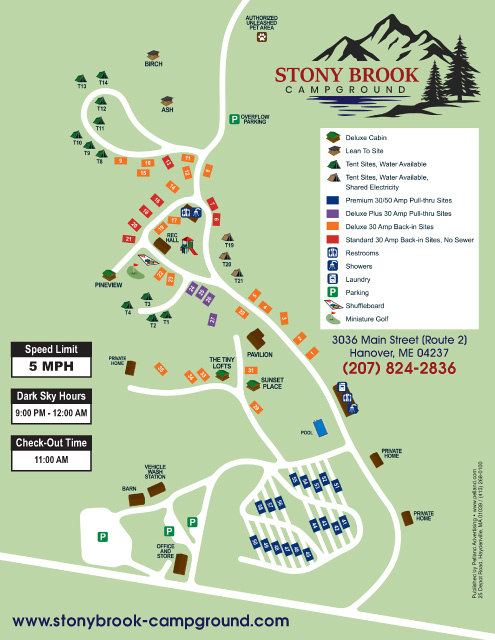 Stony Brook Campground site map