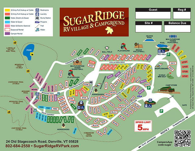 Sugar Ridge RV Village & Campground site map