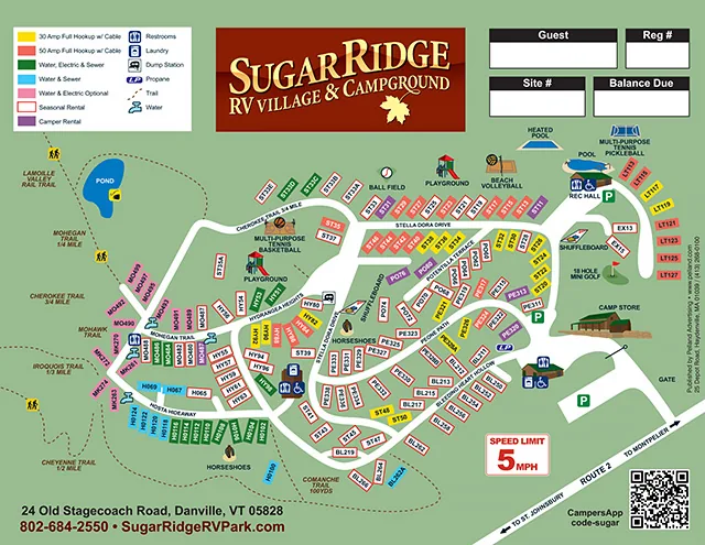 Sugar Ridge RV Village & Campground site map