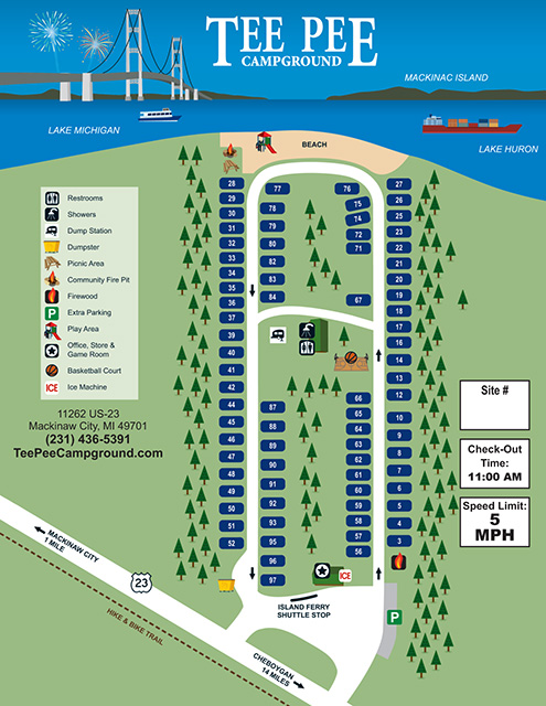 Tee Pee Campground site map