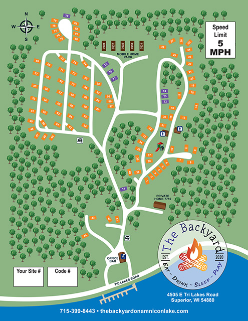 The Backyard on Amnicon Lake site map