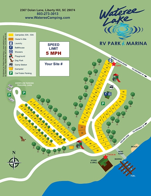 Wateree Lake RV Park & Marina site map