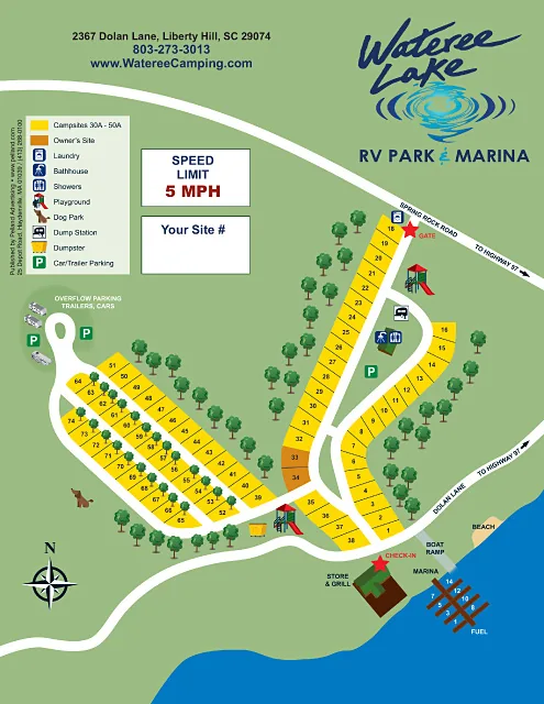 Wateree Lake RV Park & Marina site map