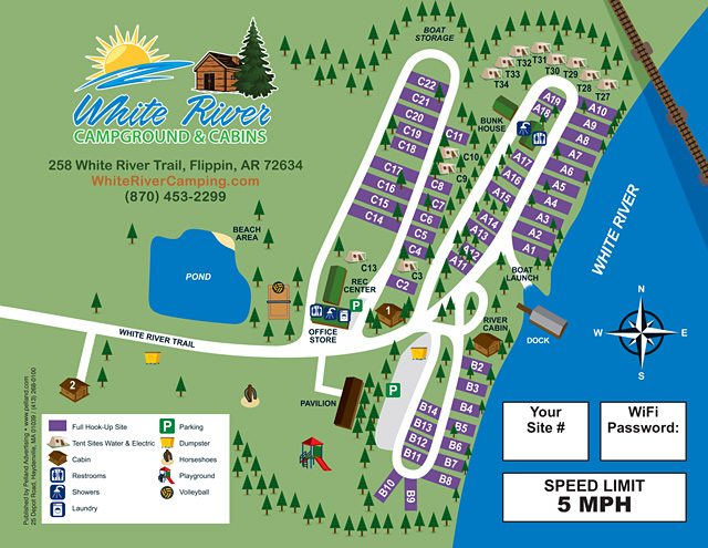 White River Campground & Cabins site map