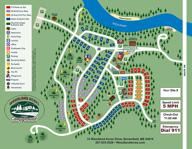 Woodland Acres Campground site map