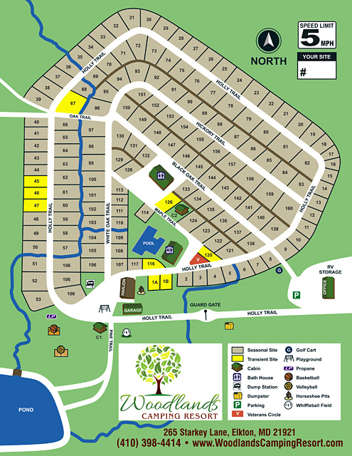Woodlands Camping Resort site map