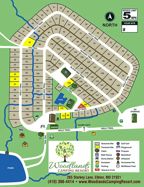 Woodlands Camping Resort site map