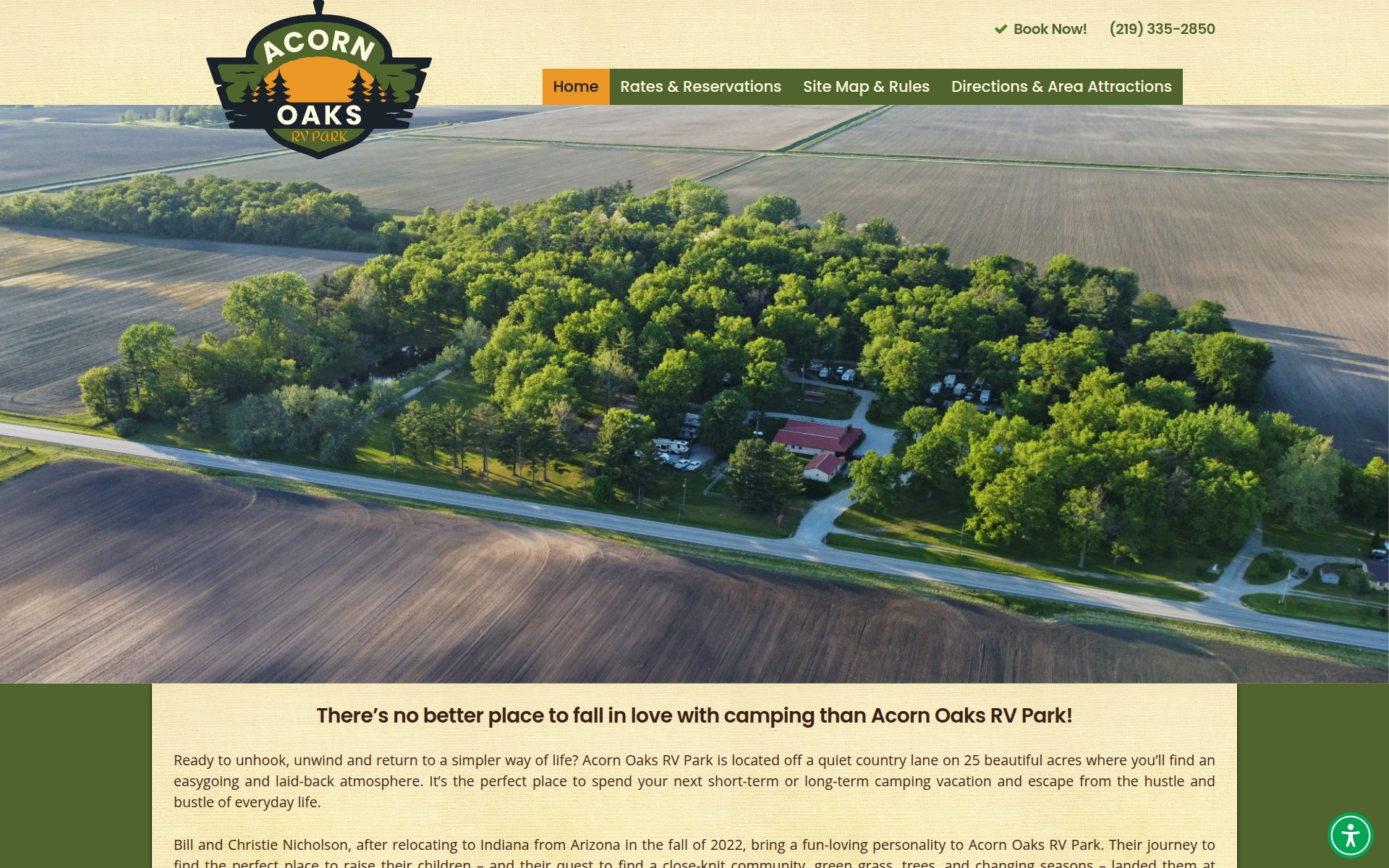Acorn Oaks RV Park website