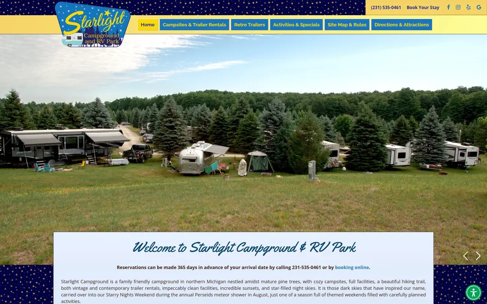 Starlight Campground & RV Park website