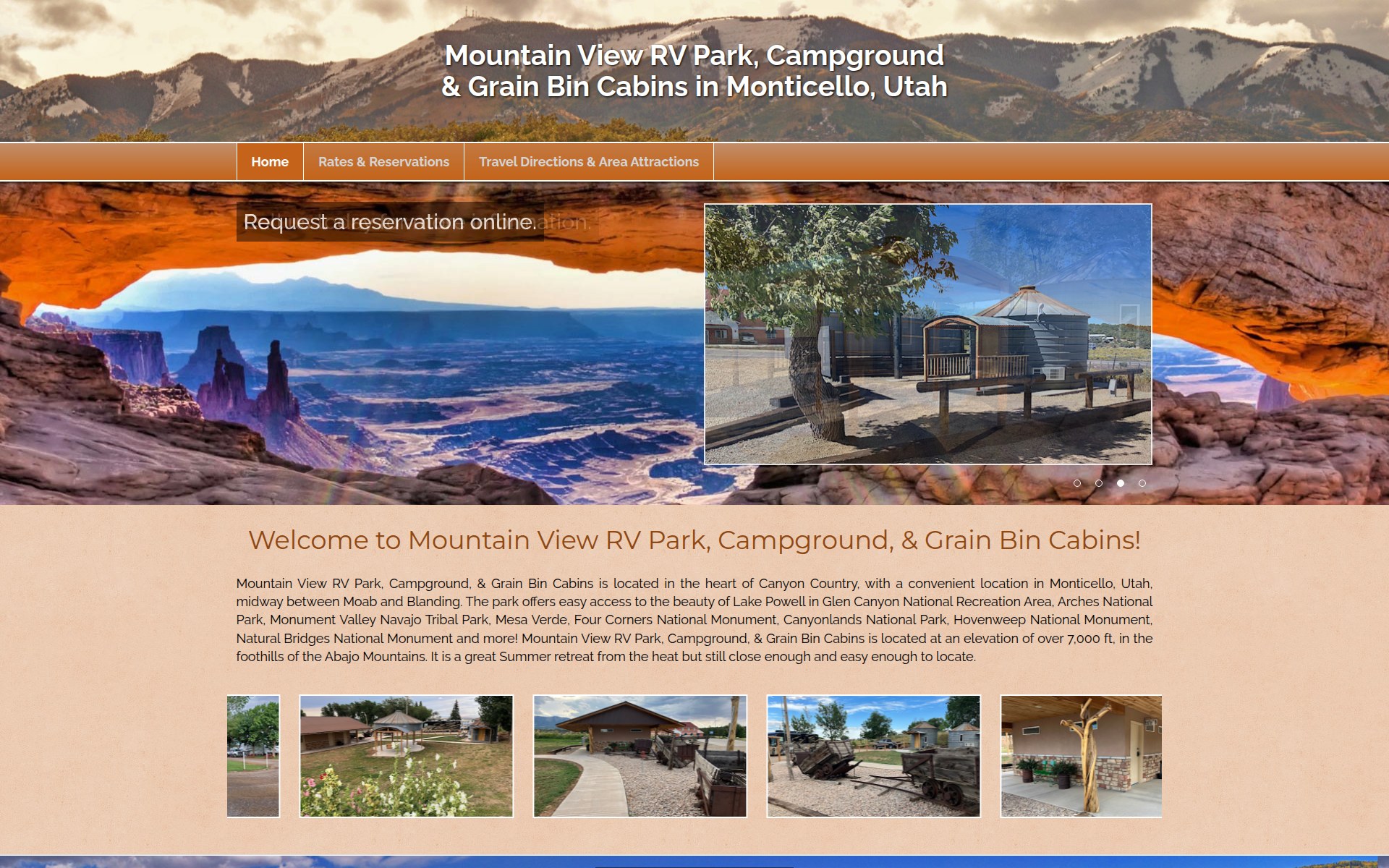 Mountain View RV Park website