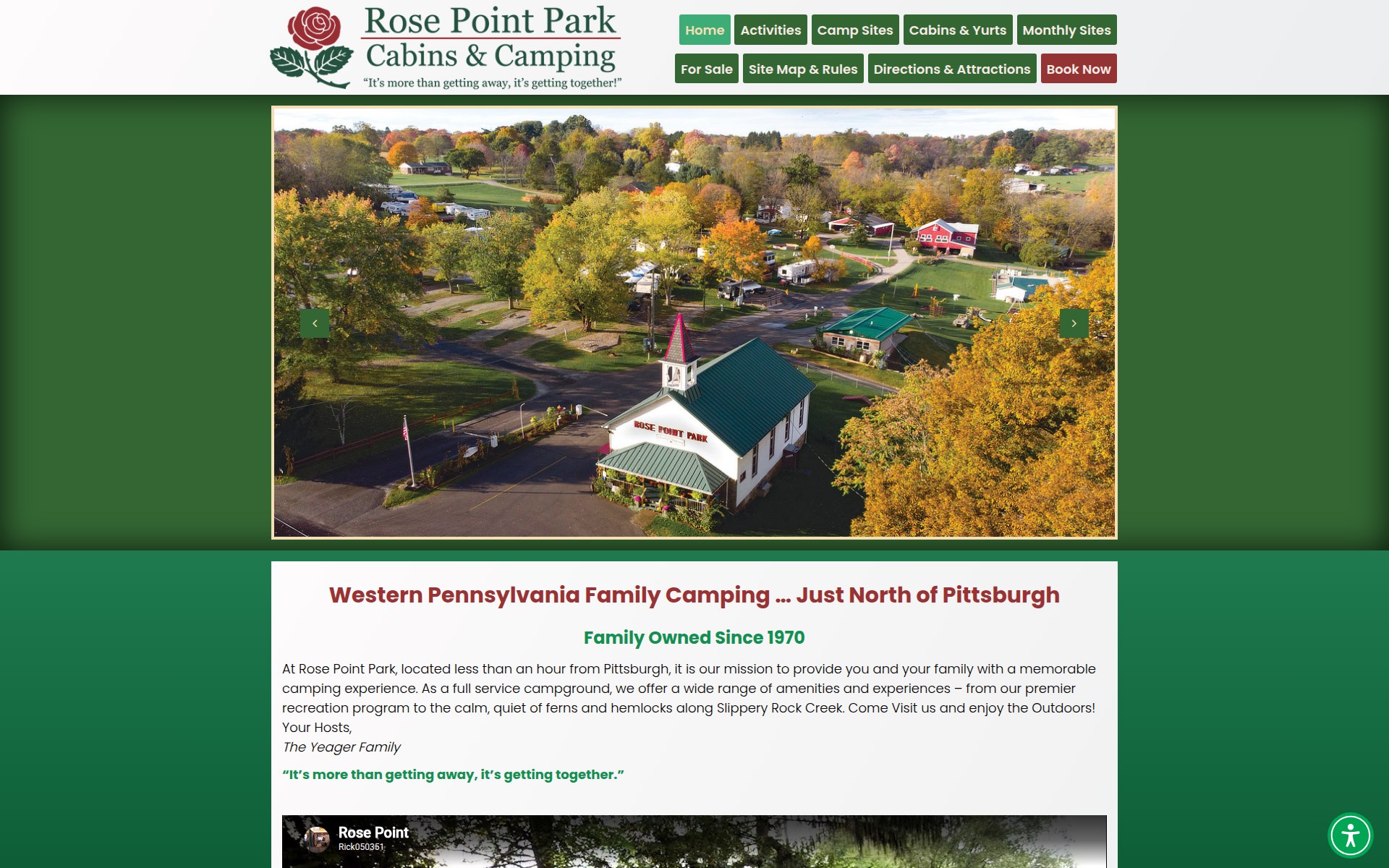 Rose Point Park website