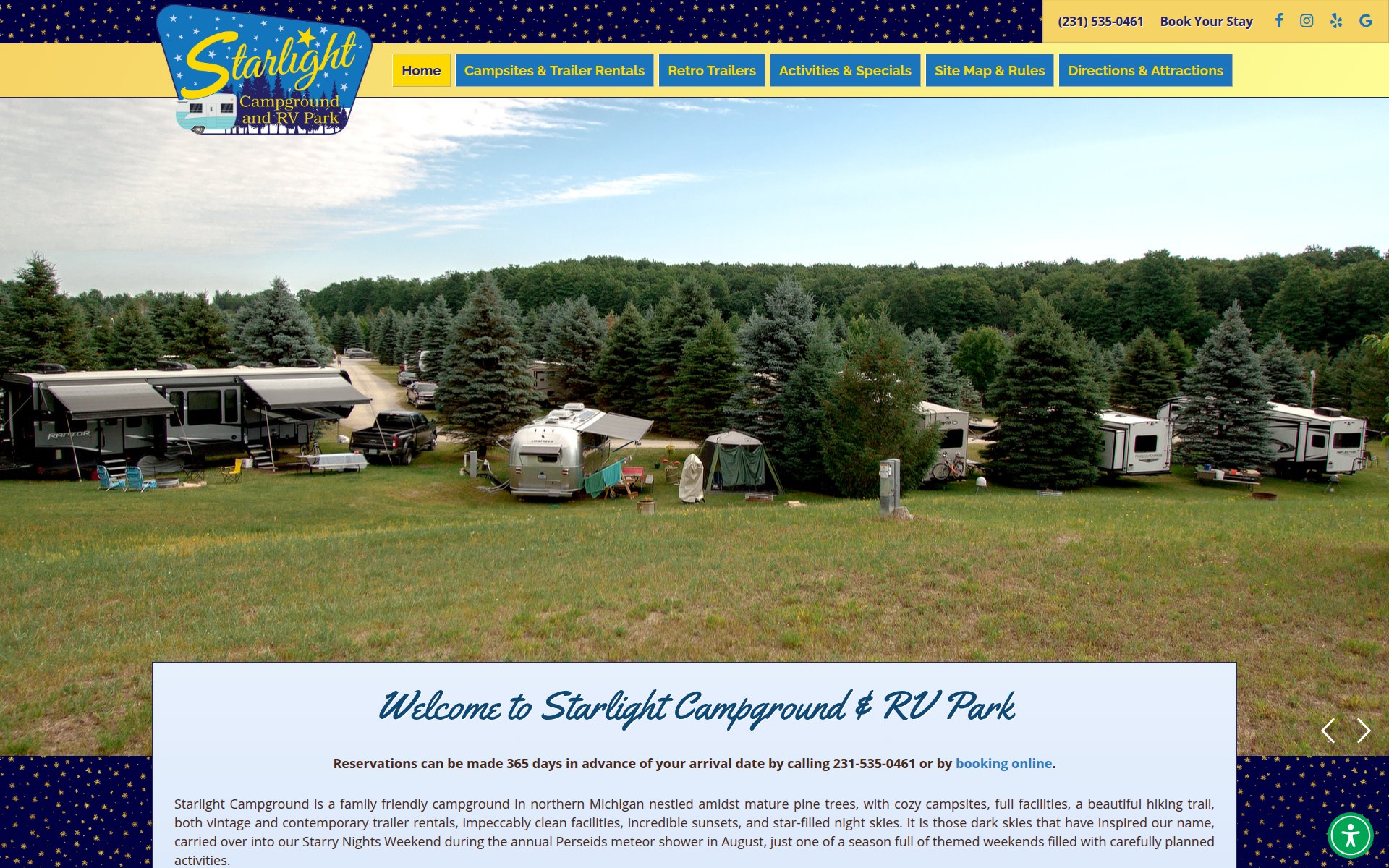 Starlight Campground & RV Park website