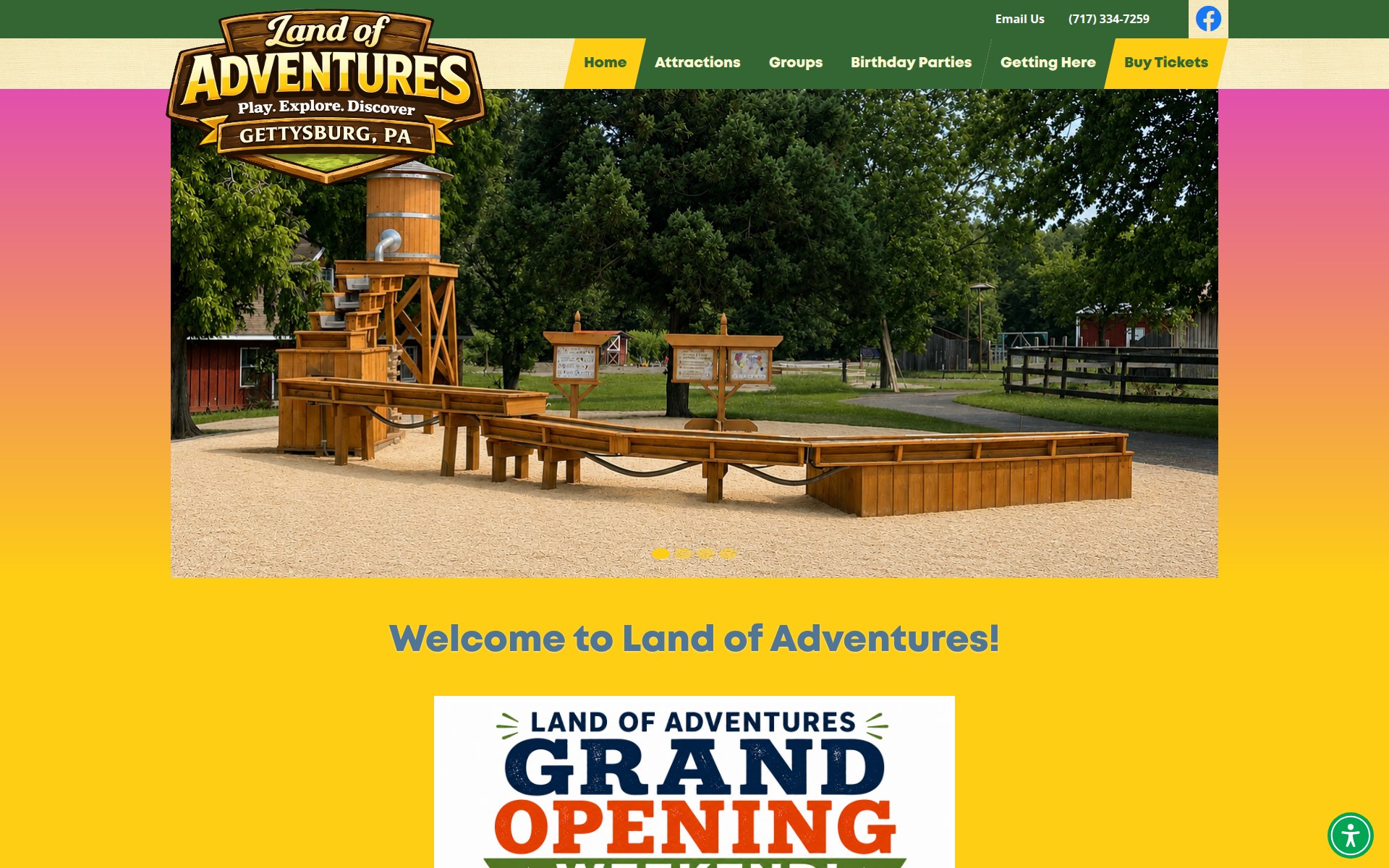 The Land of Adventures website