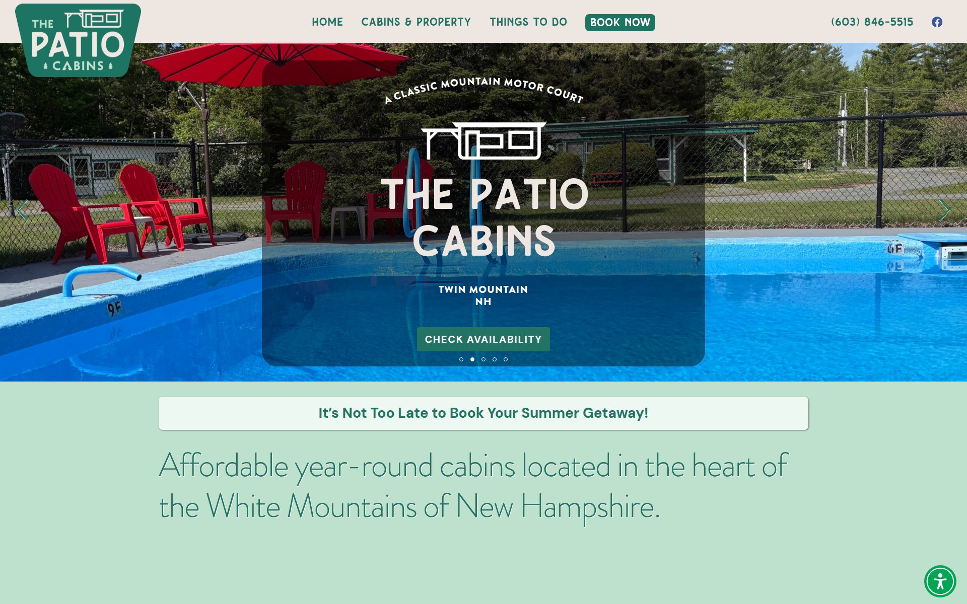 The Patio Cabins website
